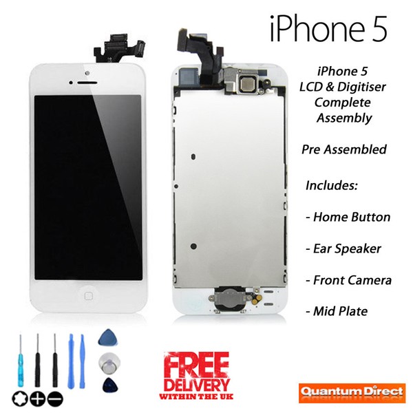 Apple Iphone 5 Komplett Vorassembled Retina Lcd Digitizer Touchscreen - Weiß-image