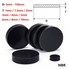 Dia 5mm-150mm NBR Rubber Solid Discs Flat Round Pad Sealing Non-Slip Cushioning