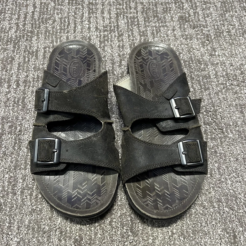 Sandalias Chaco Para Hombres 9 Atigrado Sandalia Cuero Marrón Informal Hebilla Correa Exterior Foto 2 de 4