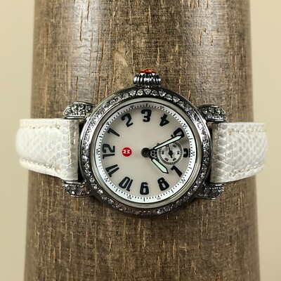 Michele CSX Women L04281SS Dress Diamond Bezel Leather Quartz 26mm