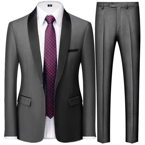 Ensemble de 3 pièces costume de mariage homme manteau pantalon gilet robe de marié blazers veste pantalon - Photo 23/52