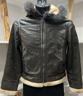 CONBIPEL leather jacket (fox edges) used women woman size M Brown XYM706L