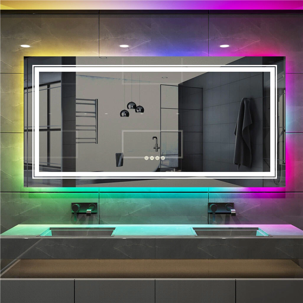 Large Full Size LED Bathroom HD Mirror Antifog Vanity Mirror Vertical Horizontal