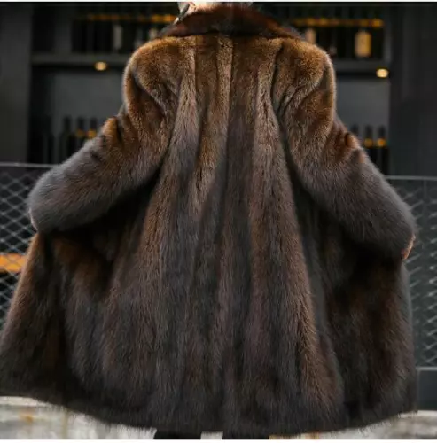 Pelliccia di visone lungo uomo cappotto pelliccia soprabito spesso parka inverno caldo outwear casual - Foto 2 di 13