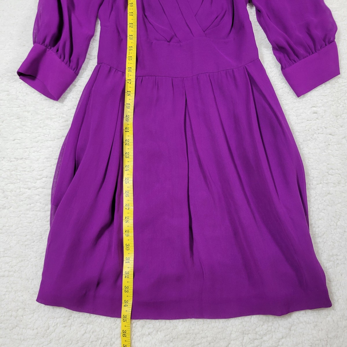 armani exchange purple dress A/X Armani Exchange Sz 2 Purple 100% Silk Above Knee Chiffon Wrap Lined Dress