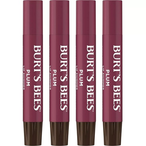 Burt's Bees Plum Lip Shimmer Pack of 4 Natural Moisturizing Lip Balm 0.09 Oz Sea