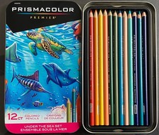 "UNDER THE SEA" PRISMACOLOR PREMIER SET OF 12 COLORED PENCILS IN NICE TIN CASE