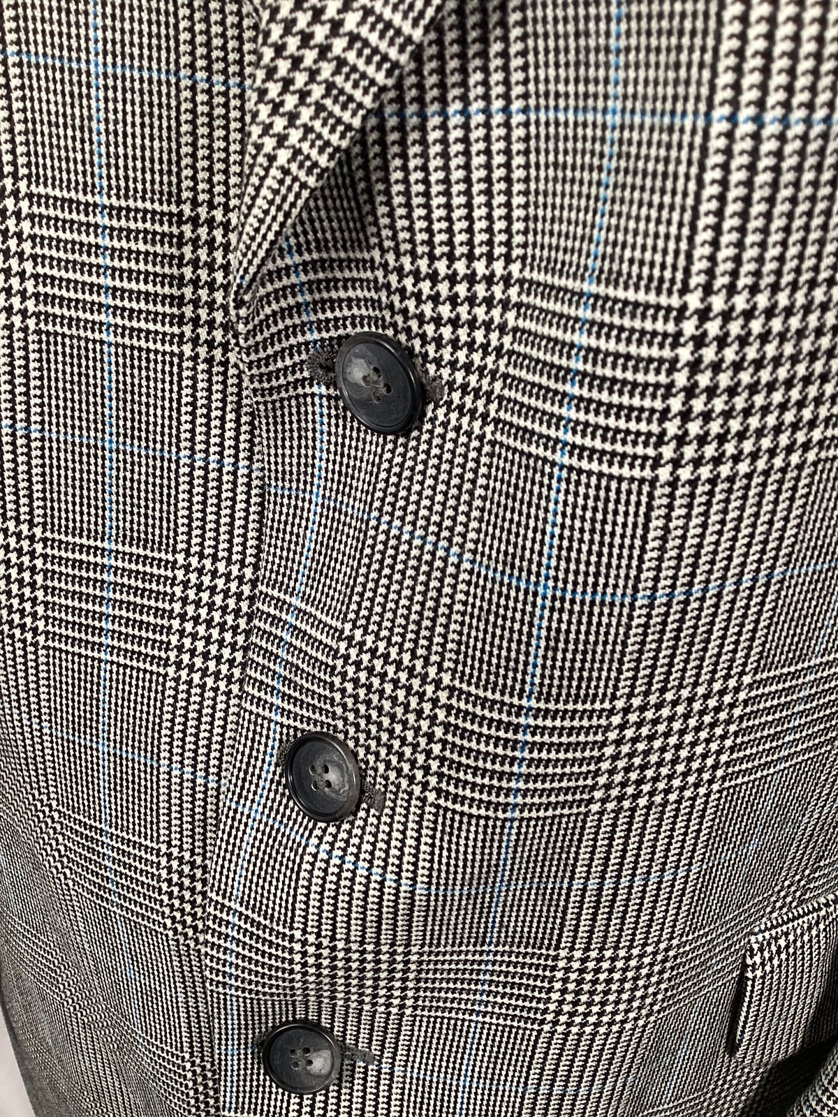 Burberry Vintage 2 Piece Suit Glen Plaid Pattern Grey Wool 44 W36 L31 + Hanger image 9