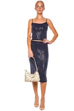 STAUD Blue Sequin Wool Mimi Skirt NWT $395 Size Large