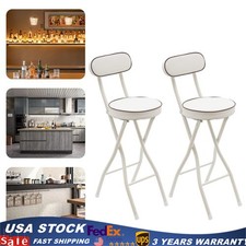 2 Pcs Folding Bar Stool with Backrest Tall Foldable Stool Chair Portable