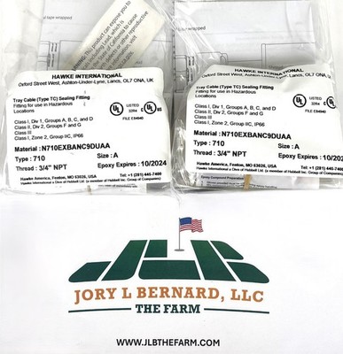 HAWKE, CABLE GLAND, LOT OF 2, TYPE 710 SIZE A, 3/4''NPT, FITTING, EXP. PROOF, NEW