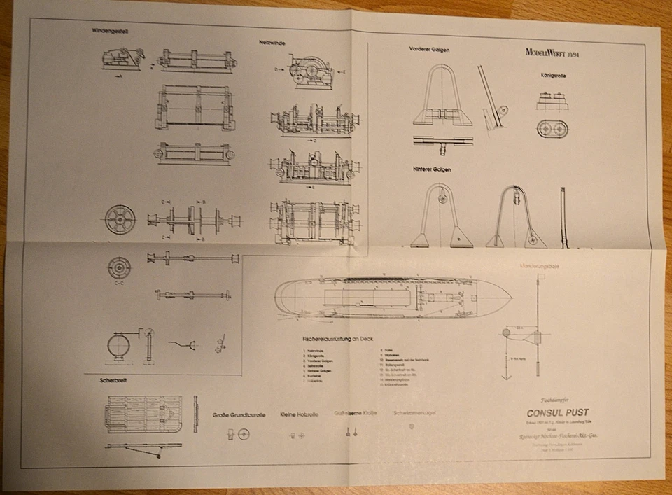 MW Bauplan: Fischdampfer Consul Pust / 3 Blatt A2 / 1:100 - Bild 3 von 3