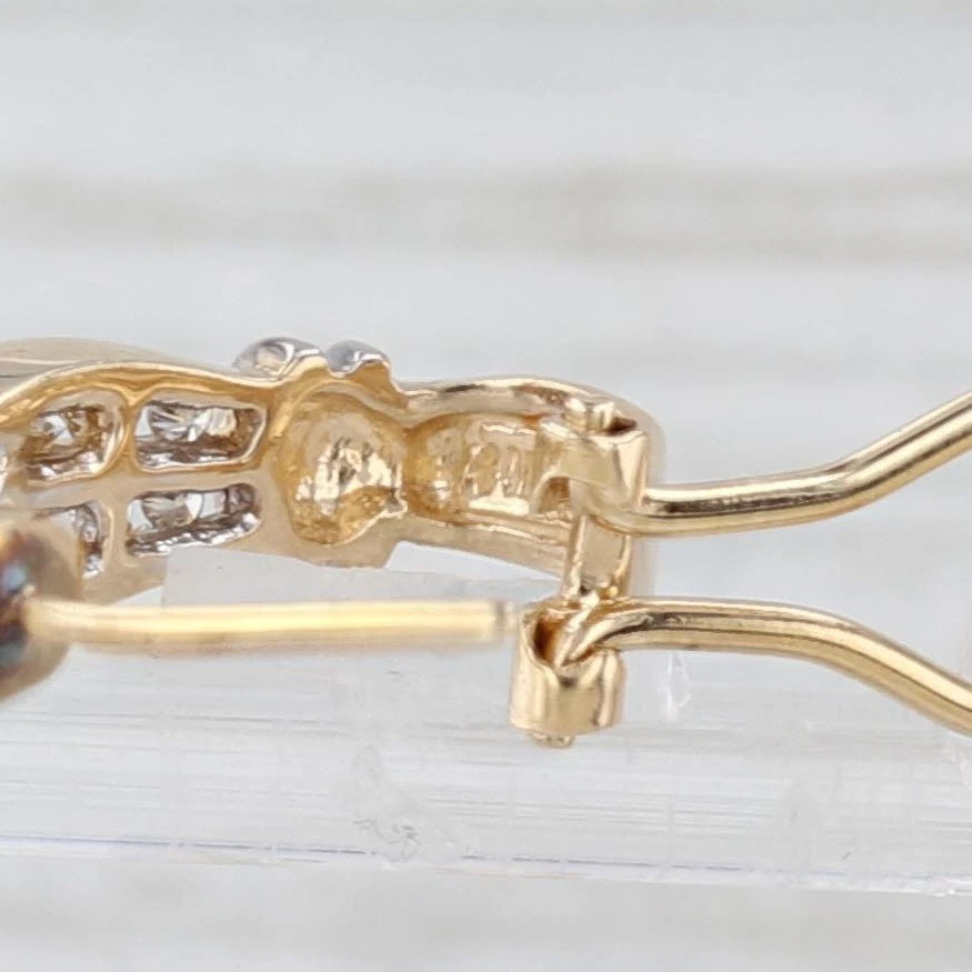 0.40ctw Diamond J-Hook Drop Earrings 14k Yellow White Gold Omega Backs - Image 4 of 4