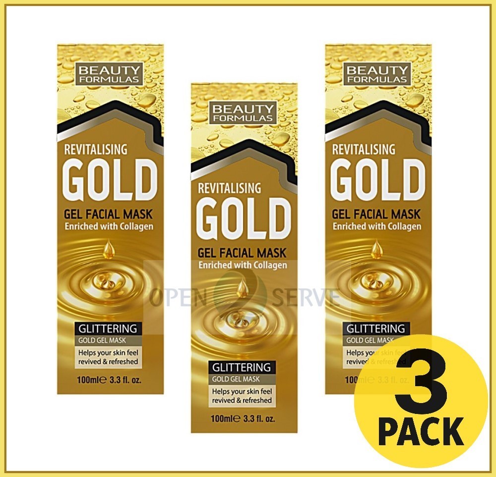 3x Beauty Formulas Revitalising Gold Gel Facial Mask Collagen Enriched - 100ml