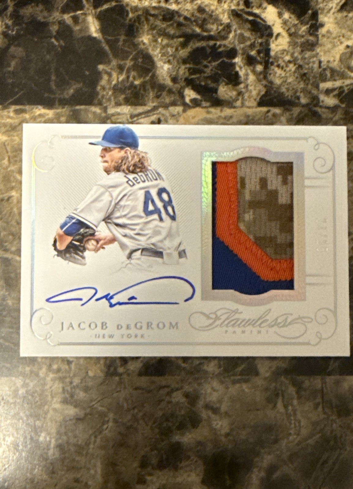 2016 Panini Flawless - Patch Autographs Jacob deGrom #PAJD /25 Triple Patch Auto view 2