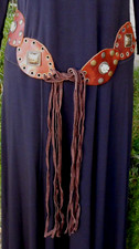 VTG Bebe Brown Leather Turquoise Hippie Fring...