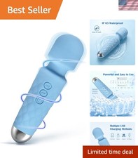 Blue Handheld Massage Wand with Multi-Speed M...