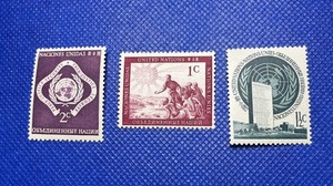3 United Nations Mint Never Hinged Stamps , 1951, Uncommon 