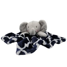 INF Elephant Lovey Plush Blue 12" Gray Dots On Ears Security Soother Trellis