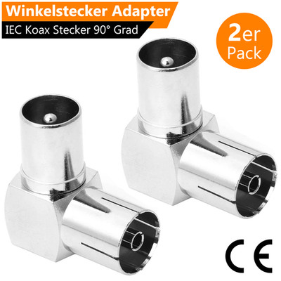 2x TV Adapter 90° Antennenkabel Adapter Winkelstecker Koax Koaxial Adapter IEC