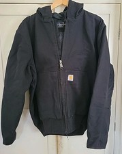Carhartt Black Jacket Mens Large Hooded Full Zip Loose Fit Workwear