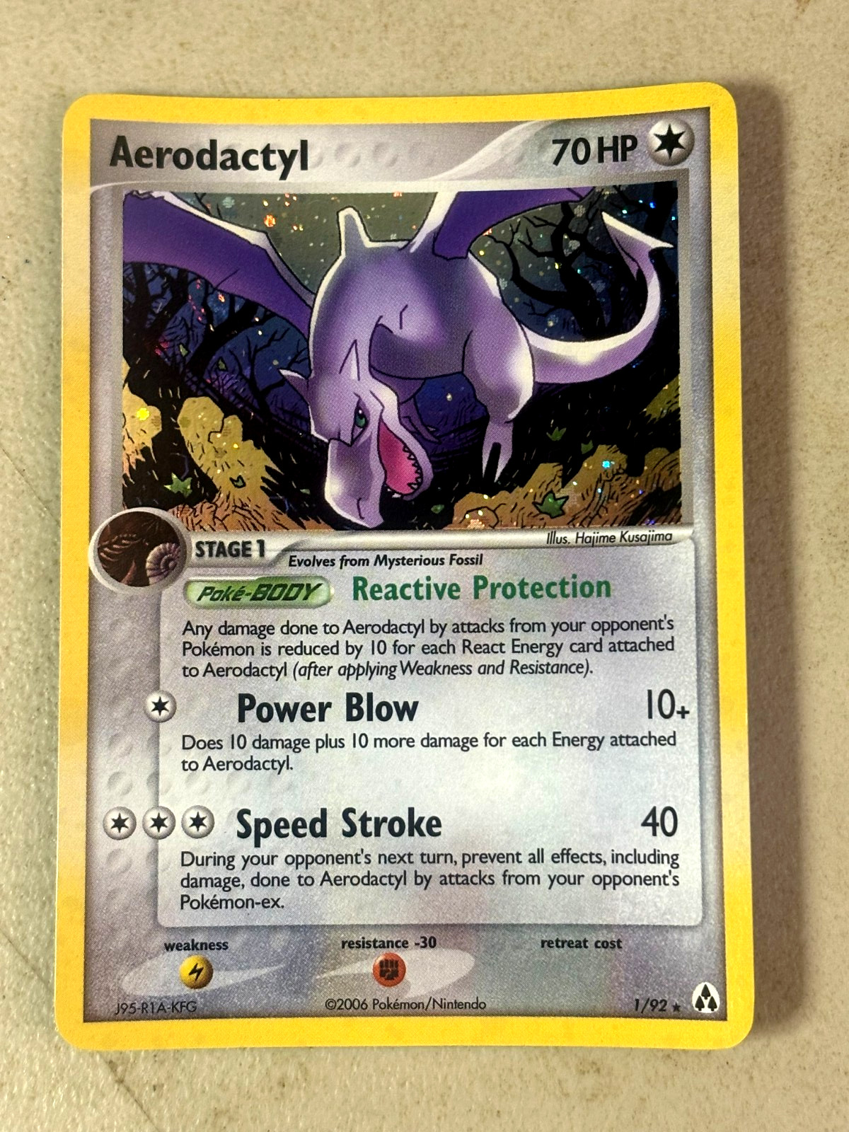 Aerodactyl 1/92 Legend Maker Holo, NM/NM+ Pokemon Card