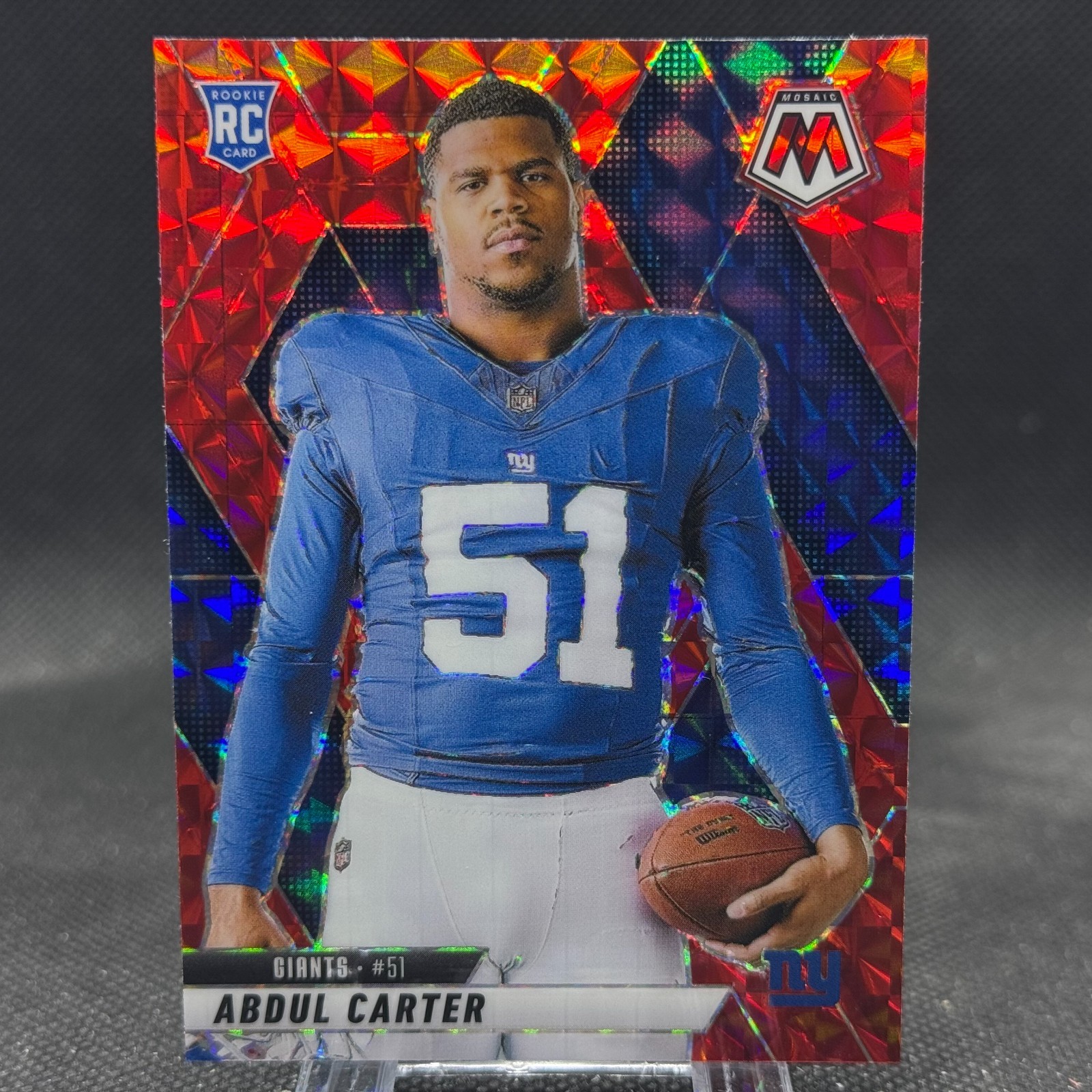 Abdul Carter 2025 Panini Mosaic Football Variation Red Prizm Giants RC #282