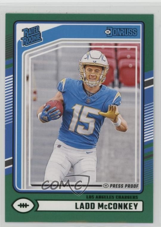2024 Panini Donruss Rated Rookie Green Press Proof Ladd McConkey #328 1pi1