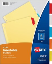 Avery Insertable Dividers for 3 Ring Binders, 5-Tab Set, Multicolor Set of 3