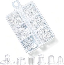 6 Styles Silicone Earring Backs for Studs, 600 Pcs Clear Soft Earring Backings H