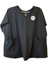 NEW Climate Right by Cuddl Duds Women's 6 Pocket Black Scrub Top-Size 3X