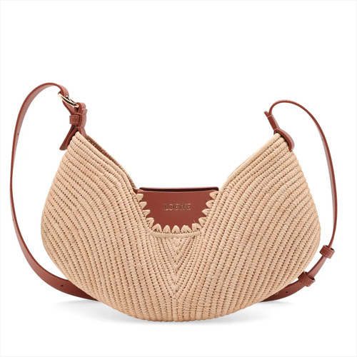 Loewe Swing Raffia x leather Shoulder bag Brown