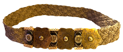 Streets Ahead Belt S Woven Brass Etched Hardware Beads Boho 