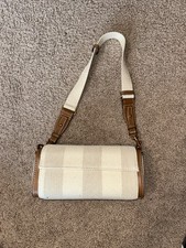 ZARA white and brown striped crossbody bag wi...