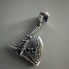 Stainless Steel Norse Viking Valknut Axe Pendant Necklace Chain Celtic Gift Mens