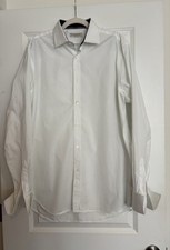 Burberry London Men s White Solid Classic Fit French Cuff Dress Shirt 17 43