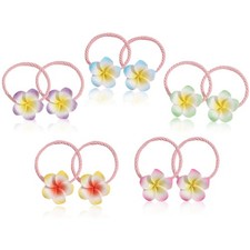 10Pcs Hawaiian Plumeria Flower Hair Ties for Girls Hawaiian Flowers Hair Band...