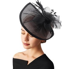 Women's Black Feather Fascinator Hat with Headband and Clip Fascinators Hats
