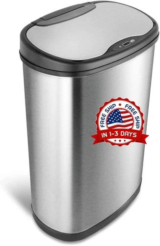 Bote De Basura Para Cocina 13 Galones Acero Inoxidable Con Sensor De Movimiento