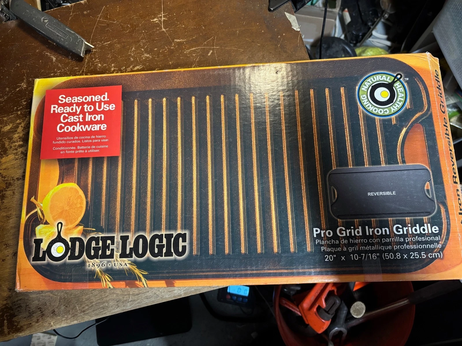 Lodge Logic LPGI3 Pro-Grid Griddle Cast Iron Reversible gril 20" X 10 7/16"