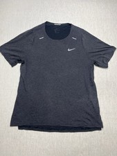 Nike Shirt Mens Large Gray Dri Fit Miler Running Short Sleeve Active