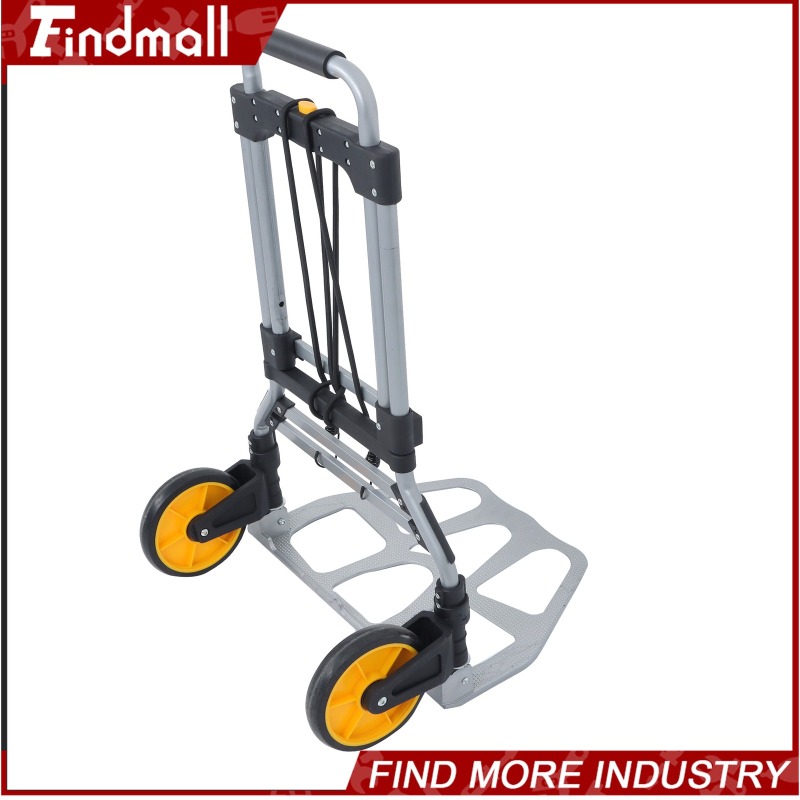 Findmall Alloy Steel Folding Trolley 264 lbs Heavy-Duty Luggage Trolley Cart