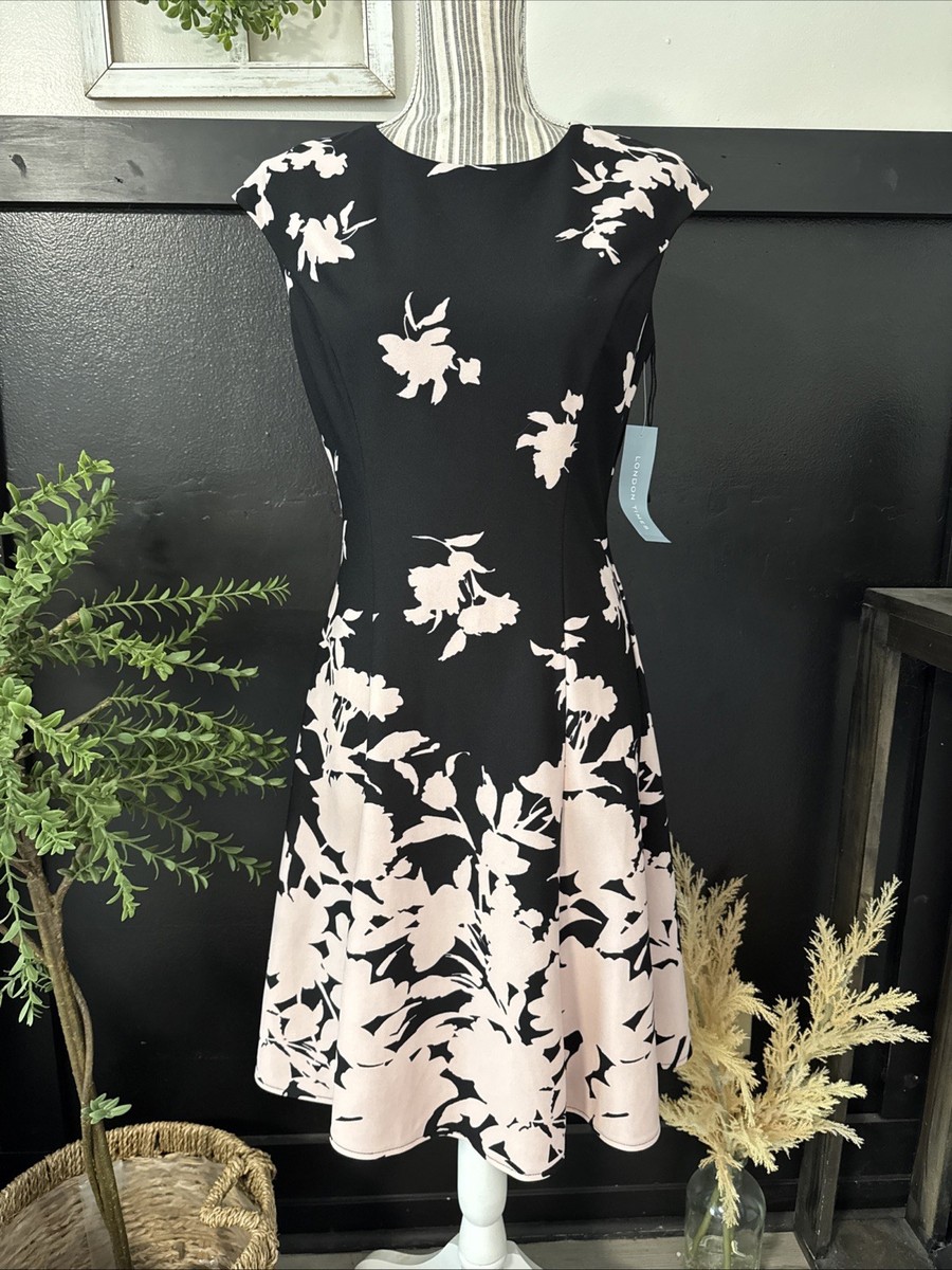 navy blue dress for baby girl London Times Short Sleeve A-Line Dress main image 1