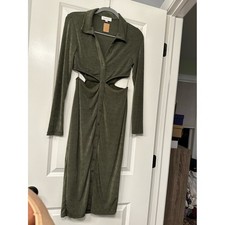 Buttondown Cutout MIDI Dress