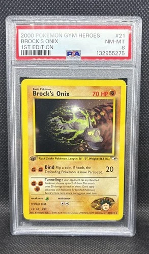2000 Pokémon Gym Heroes Brock's Onix #21 PSA 8 1st Edition