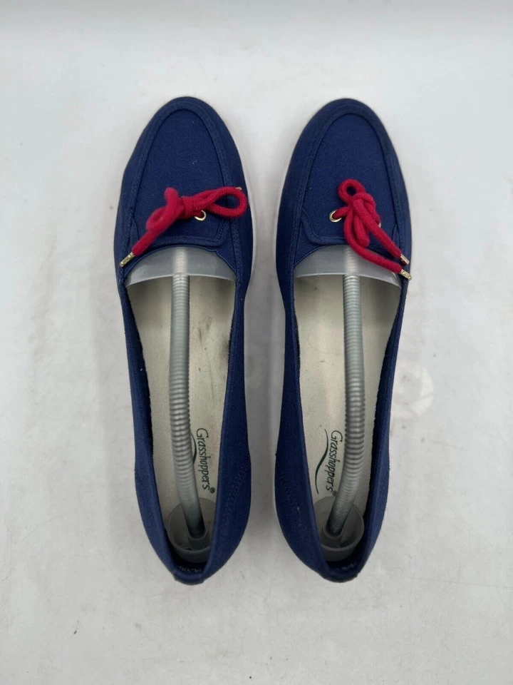 Grasshoppers 芭蕾平底女式 12M 码蓝色帆布懒人圆头舒适 — 第 4/4 张图片