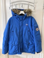 Dickies Blue Men's Parka Jacket Fur Hood Medium 