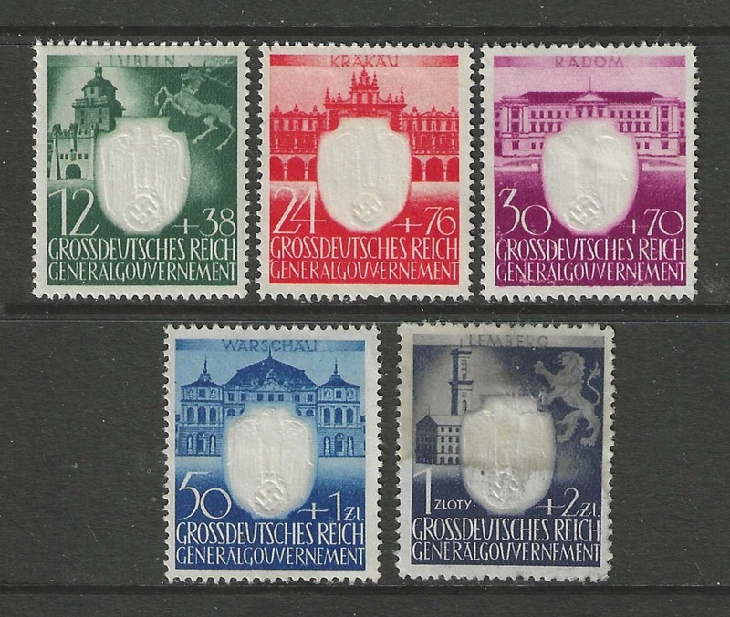 1943 POLAND  WWII German occupation complete semi postal set unused