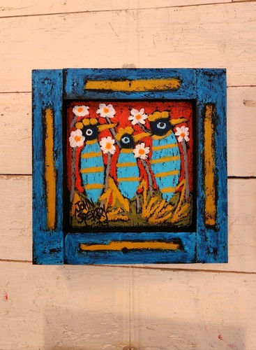 John Sperry Outsider Southern Primitive Folk Art BlueBirds Vögel Gemälde - Bild 14 von 14