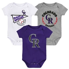 Infant Purple/White/Heather Gray Colorado Rockies Biggest Little Fan 3-Pack